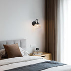 Vintage Gooseneck Wall Sconce 1-Light with Clear Striped Glass Globe Shade Indoor Hardwired Wall Mounted Lamp Fixture