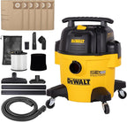 DEWALT 6 Gal Stealthsonic Shop Vacuum Wet and Dry, 5 Peak HP Poweful Suction Ultra-Quiet Vacuum Cleaner with Complete Accessory Kit and 6 Dust Bages, Shop Vac for Home, Jobsite, Workshop, Garage, Car