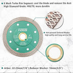 Diamond Porcelain Saw Blade, 4"/105MM Super Thin Dry Wet Cutting Disc with X Teeth Turbo Mesh Rim,for Ceramic Tile Porcelain Granite Marbles