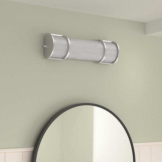 ASD LED 18" Vanity Flush Mount Light Fixture, Linear Bathroom Lighting Bar | 3CCT, Dimmable, Energy Star, ETL Listed | 20W 1650LM 3000-5000K 120V | Long Tube Bath Wall Sconce Over Mirror | Nickel