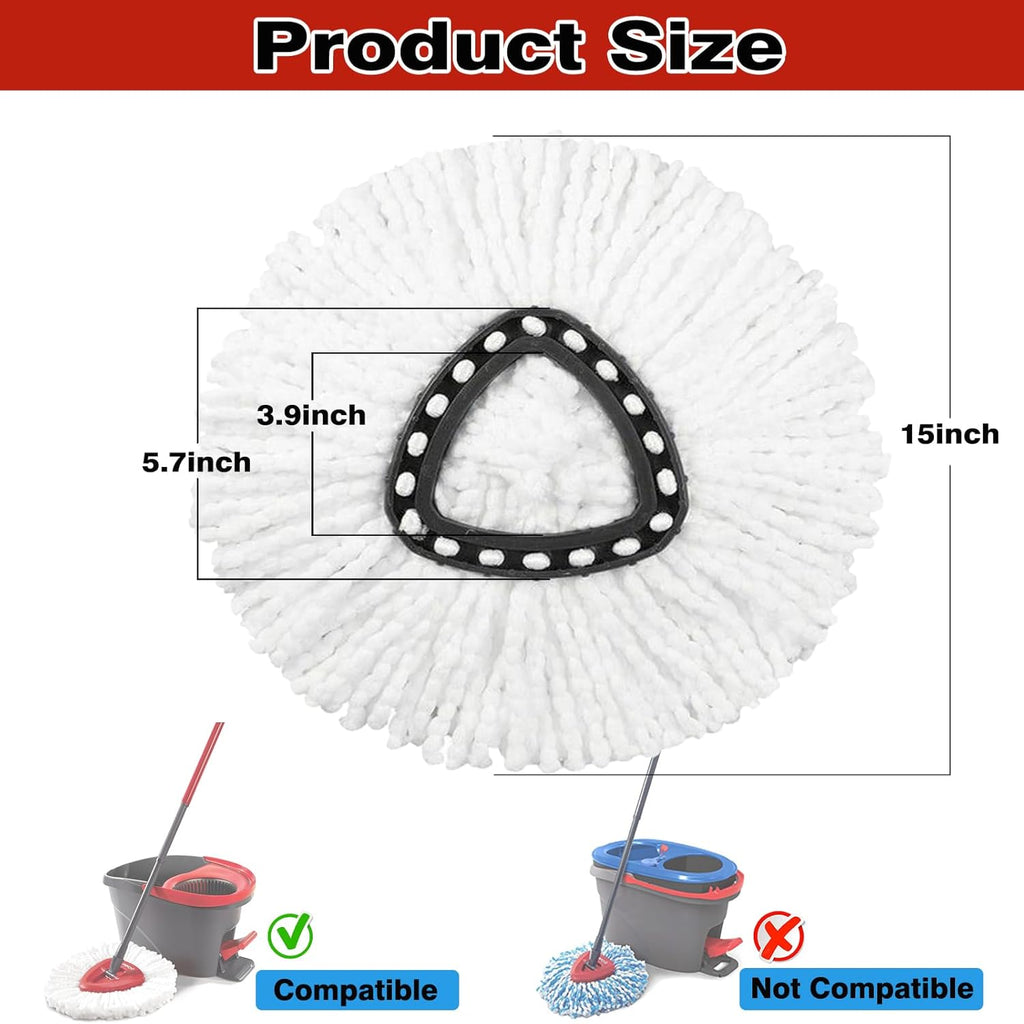 10 Pack Spin Mop Replacement Heads, 100% Microfiber Spin Mop Refill for Easy Wring, 360 Degree Spinning Mop Head Replacement Compatible with Triangle Spin Mop for Easy House Cleaning Floor Mopping