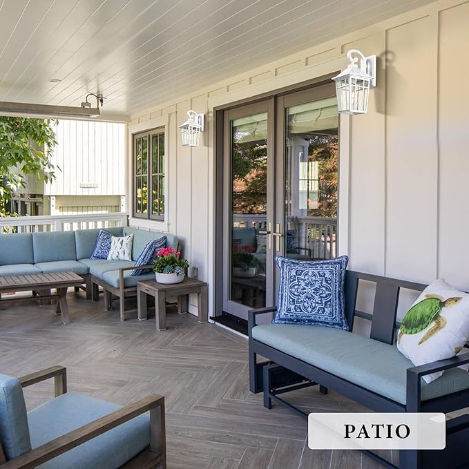 Darkaway Outdoor Wall Lights for House, Exterior Lighting Fixtures Wall Mount Outdoor Porch Lights Waterproof White Outdoor Sconce Lights with Seeded Glass for Patio Hallway Garage