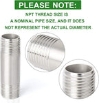 TAISHER 4PCS Stainless Steel Pipe Fittings, 1/4" NPT x 1/4" NPT Male Threaded, 2" Length Nipple Cast Pipe