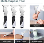 Mister Rui 2 Pack Paint Scraper Set, 3" Bent Paint Scraper with 10 in 1 Putty Knife, Stainless Steel Painting Tools, Metal Curved Floor Scraper for Cleaning, Removing, Repairing