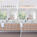 8 Light Bathroom Vanity Light, Large Brushed Nickel Vanity Lights Fixtures, Bathroom Lighting Fixture Over Mirror with Clear Glass Shade for Mirror, Bedroom, Living Room, Wall Lamp