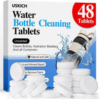 USKICH 48 Pack Water Bottle Cleaning Tablets,Water Bottle Cleaner Great for Stainless Steel, Thermos, Tumbler, Insulated and Reusable Water Bottles,Removes Stubborn Stains and Odors