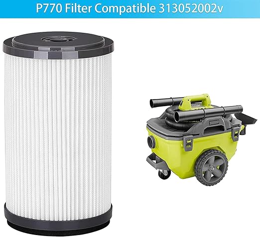 2 Pack Replacement Vacuum Filters for Ryobi P770 18V ONE+ Cordless Wet/Dry Vacuum Cleaner, Compatible with Filter # 313052002