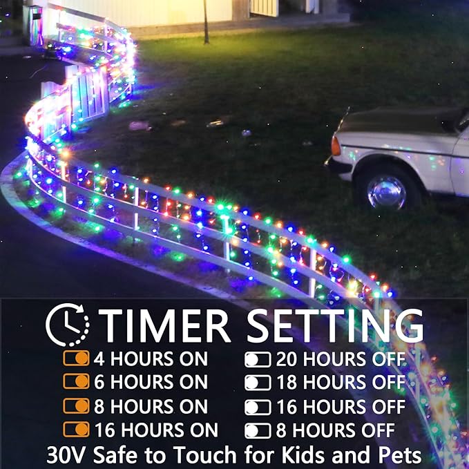 Christmas String Lights Outdoor - 99Ft/30M 1280 LED 8 Modes with Remote Control and App Waterproof Christmas Lights for Patio Yard Garden Wedding Party-Multicolor
