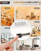 Ensenior 5/6 Inch 5CCT LED Can Lights 24 Pack, Retrofit Led Recessed Lighting, Baffle Trim, Dimmable, 9W=110W, 1000LM, 2700K/3000K/3500K/4000K/5000K Selectable, IC Rated - ETL & FCC