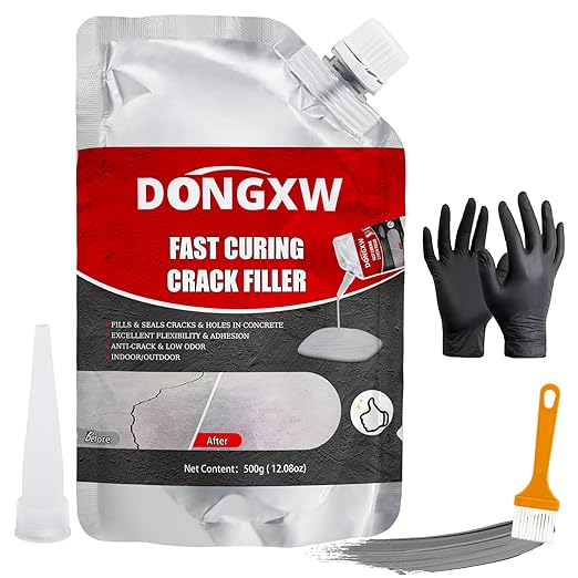 Concrete Crack Filler Repair Adhesive – Quick-Drying Waterproof Cement Crack Filler, Concrete Caulk Sealant for Joints, Walls, Sidewalk, and Foundation(Grey)