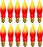 12 Pack C7 Replacement Bulbs E12 Candelabra Bulb - Red Yellow Incandescent Light Bulbs, Perfect as Halloween Christmas Light Bulbs, Candle Light Bulbs, 7 Watt, E12 Base