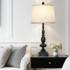 29" Black Modern Table Lamps Set of 2, Industrial Touch Control 3-Way Dimmable Bedside Lamp with USB C+A Ports, Metal Nightstand Lamps for Living Room Bedroom Office Home(2 LED Bulbs Included)