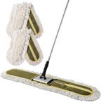 36" Commercial Dust Mops for Floor Cleaning Heavy Duty Floor Duster Mop with Long Handle Hotel Gym Household Cleaning Supplies for Hardwood, Tiles, Marble Floors,Green