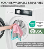 UPSTAR Microfiber Cleaning Cloth, Reusable Paper Towels Rolls, Dish Rags for Washing Dishes, Kitchen, Bathroom, Car, 12x12 inch, 50 Packs/Roll, Pink