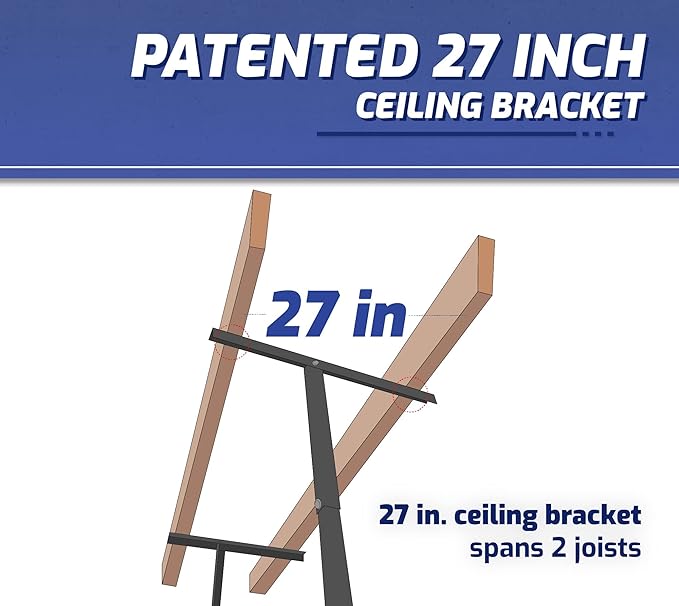 SafeRacks 3x8 Overhead Garage Storage Rack - 500 Pound Weight Capacity Height Adjustable Steel Ceiling-Mounted Rack with Accessories (Hammertone) (12"-21")