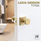 Mega Handles SUANA Privacy Door Knob for Hallway, Closet and Bathroom, Reversible Heavy Duty Design Door Knobs, Fits All Standard Door Sizes Screws Included - Satin Brass (1 Pack)