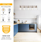 BONLICHT Transitional Vanity Lighting Fixtures Brushed Nickel with Clear Hammered Glass Shade,Farmhouse 5 Light Bathroom Lights Wall Sconces Contemporary Indoor Wall Mount Lights for Kitchen Sink