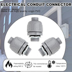 3/4 inch Liquid Tight Connector PVC Flexible Conduit Connector, Straight 180 Degree UL Listed Liquid Tight Connector, Non-Metallic Electrical Conduit Fittings (12 Pack)