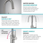 KRAUS Oletto Single Handle Kitchen Bar Faucet with QuickDock Top Mount Assembly in Brushed Brass, KPF-2600BB