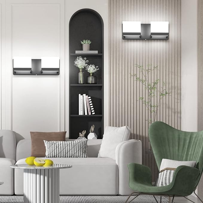 Tipace LED Dimmable Bathroom Vanity Light - 2 Lights Frosted White Acrylic Up and Down Fixture Over Mirror (6000K)