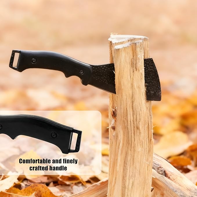 11 Inch Hatchet with Sheath, Small Compact Machete Axes, Fixed Blade Full Tang Camping Tactical Knife for Woodworking, Garden Machete Axe with Sheath for Bushcraft Yards Bushes Wood, A1BK
