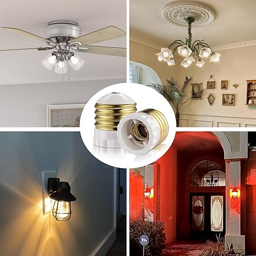 Candelabra Socket Adapters, Standard Light Socket to Candelabra Bulb Socket Adapter, Medium Screw E26 Base to Small E12 Screw Socket Converter, UL (8)