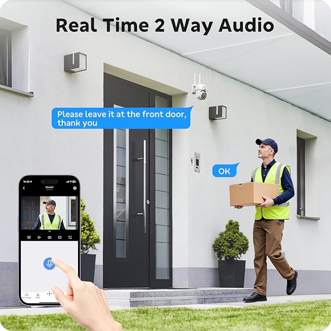 CAMCAMP Wireless Home Security Camera System, Expandable 16CH 4K NVR, 8PC PTZ WiFi Cameras for Home Security, Auto Human Tracking, Two-Way Audio, Smart Night Vision, AC-Powered, CCTV Surveillance Kit