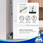 MR.SIGA Broom and Dustpan Set with Adjustable Long Handle, Upright Combo for Floor, Cleaning Lobby, Gray