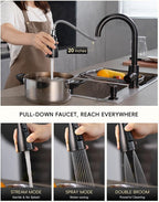 APPASO Bronze Touchless Kitchen Sink Faucet with Pull-Down Sprayer and Soap Dispenser, Oil Rubbed Bronze Kitchen Faucet Touchless, Single Handle High Arc Stainless Faucets with Sensor