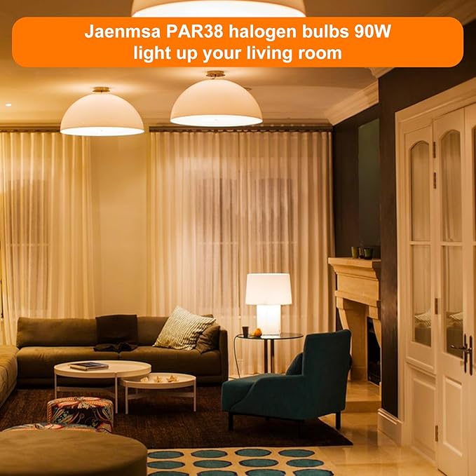 PAR38 Halogen Flood Light Bulbs 90W 120V, Par38 Halogen Light Bulbs 8 Pack for Indoor and Outdoor Floodlight Bulbs PAR38, Reptile Heat Lamp Bulbs with E26 Base, 2800K Warm White, 4050 Lumens