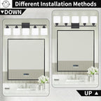 5-Light Black Bathroom Vanity Light, Black Vanity Light with Milky White Frosted Glass Shades, Modern Vanity Light Fixture for Bathroom Mirror, Bedroom, Living Room, Hallway, Vanity Table, E26 Base