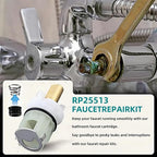 For Delta two handle Faucet Repair Kit,RP25513 faucet stem assembly Replacement Kit,Includes RP24096 Cartridge RP4993 Seat and Spring RP24097 Turn stop1/4, 2 Pack