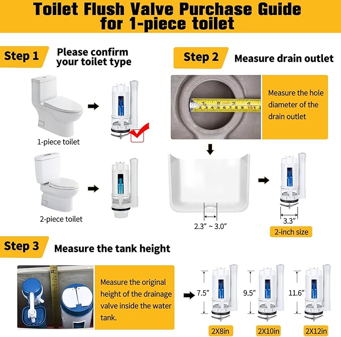 KERDE Touchless Toilet Flush Kit,Automatic Toilet Flusher,Dual Flush Valve Replacement Kit,Tank Accessories,Battery Powered,One-Piece Toilet Repair,2-inch Water Tank Accessories (12.in) 2L-29