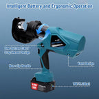 Electric Hydraulic Crimping Tool, 12Ton 6AWG-800MCM Rechargeable Hydraulic Cable Lug Crimper for Cu/Al Terminal, Continuously Crimp Wire Crimping Tool Kit with 12 Dies