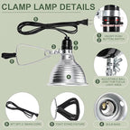 Macarrie 8 Pack Clamp Lamp Light with Aluminum Reflector, 6ft SPT-2 18awg Cord and Adjustable Stand Fixture, up to 150 Watt, E26 Socket, No Bulb(5.5 Inch)