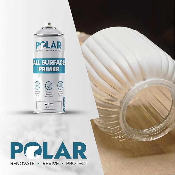 Polar All Surface Primer Matte Gray - 2 x 13.5 Fl Oz - Ideal for Wood, Metal, Plastic, Brick - Enhanced Adhesion & Quick Drying
