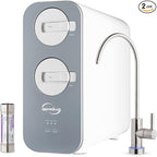 iSpring RO800G+UVF8 Tankless Reverse Osmosis System with LED UVF8 Light, 800 GPD Fast Flow RO System, 2.5:1 Pure to Drain Ratio RO Water Filter System, Brushed Nickel Faucet