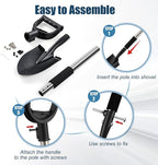 Multi-Task Small Shovel 31" - D-Handle Ergonomic Design for Raised Garden Beds, Outdoor Compact Spaces & Family Camping (Rustproof & Ultra-Light), Silver