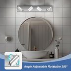 Modern LED Bathroom Lights Fixtures(4-Light),Metal Chrome Acrylic Wall Lighting,Vanity Lights for Bathroom Over Mirror(6000k 27In