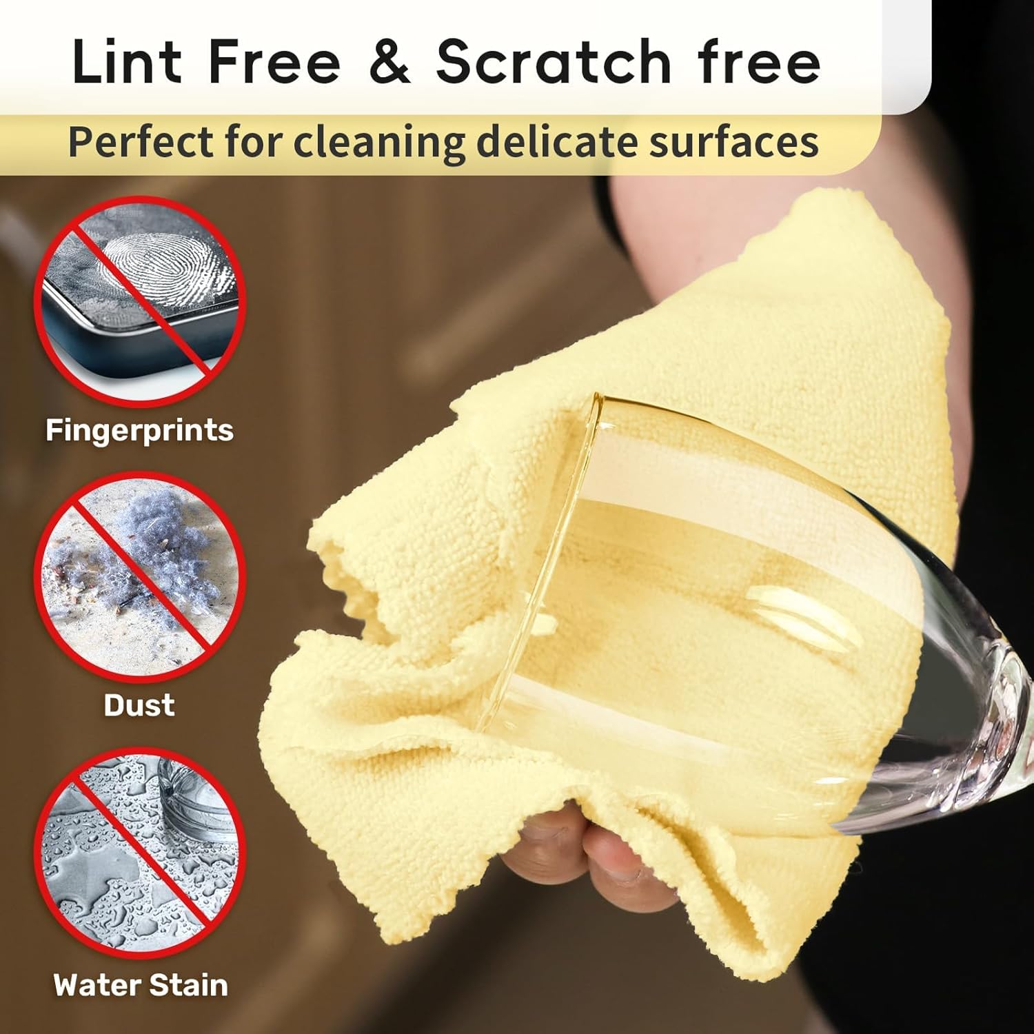 Microfiber Cleaning Cloths Roll, 75 Pack Tear Away Microfiber Towels Roll, 12" x 12" Lint Free Rags, Reusable Cleaning Cloths, Washable, Scratch Free,Ultra Absorbent Dish Rags(Yellow)