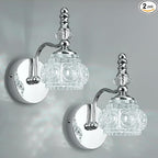 Modern Wall Sconces Set of Two Indoor Lamp Chrome Vintage Glass Light Bathroom Vanity Fixture Wall-Mounted Room Lighting