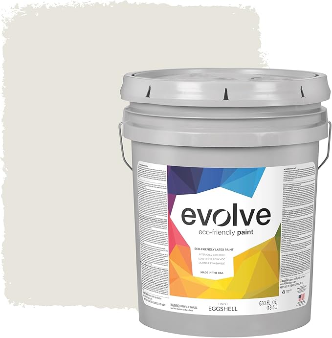 EVOLVE Paint & Primer: Environment-friendly, Low Sheen with One-coat Coverage for Interior & Exterior surfaces (Clover White, 5-Gallon)