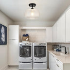 WILON Glass Flush Mount Ceiling Light Globe Black Ceiling Light Fixture Modern Farmhouse Lighting Vintage Semi Flush Ceiling Lamp for Kitchen Hallway Bedroom Entryway Laundry Living Dining Room