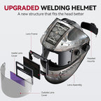 ARCCAPTAIN True Color Auto Darkening Welding Helmet with Upgraded Arc Sensor, 1/1/1/1 Top Optical Clarity Solar Power Welding Hood, 1/25000s Response Time, 4/9-13 for TIG MIG ARC Welding Mask, Rivet
