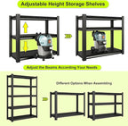 48" W Garage Shelving Heavy Duty, 2800 Lbs Loads Garage Storage Shelves Heavy Duty, Metal Shelving Units and Storage Racks, Industrial Utility Shelf,48" Wx18 Dx78 H, Black