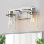 DORESshop Bathroom Light Fixtures, 2-Light Nickel Bathroom Lights Over Mirror with Clear Glass Shade, Vanity Lights for Living Room Bedroom, ETL Listed