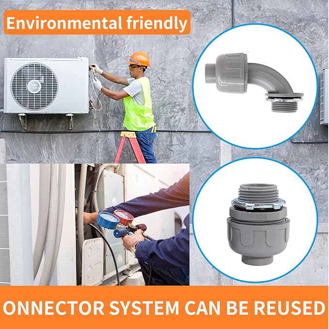 2" Liquid Tight Connector PVC Electrical Conduit Fittings 90 Degree Flexible Conduit Connector for Home Kitchen Bathroom Tube Tool Supplies,UL Listed(2Pcs 90 Degree)