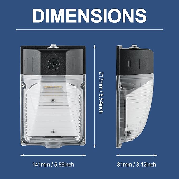 30W LED Wall Pack Light with Photocell 2Pack, 3CCT 4000/5000/6500K, 15/20/25/30W Selectable, LED Wall Lights Porch Lights Outdoor Security Lighting for House Garage Yard Garden, 100-277VAC, ETL Listed