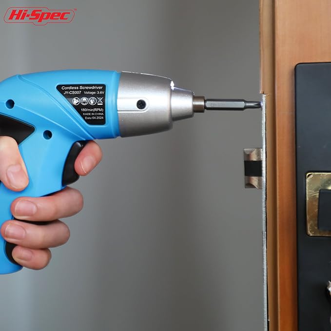 Hi-Spec 27pc 3.6V Blue USB Small Power Electric Screwdriver Set. Cordless & Rechargeable with Driver Bit Set