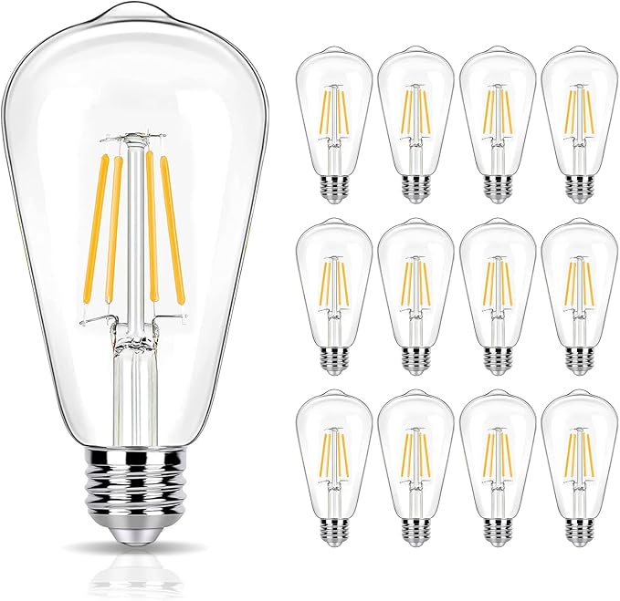 LED Light Bulbs 40 Watt Equivalent, 2700K Soft Warm Light Bulbs, 4W LED ST19 Edison Bulbs, 450LM, E26 Medium Base, High CRI 90+, Not Dimmable, Pack of 12
